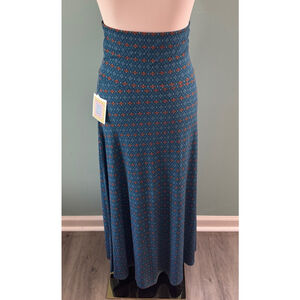 Women's LuLaRoe Maxi Skirt XS Teal Orange Print